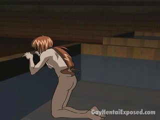 Rood haired anime homoseksueel krijgen anaal geboord door een groot putz doggy stijl