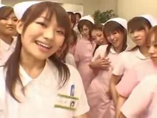 Asian nurses enjoy sex video on top