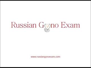 A plumpy busty Russian honey on a gyno exam